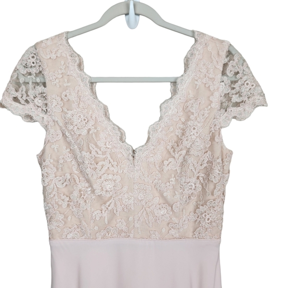 Calvin Klein Light Petal Pink Bridesmaid Formal Lace A-Line Dress Women's Size 6 - Picture 4 of 15